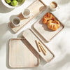 mango wood square tray set beaded edge natural