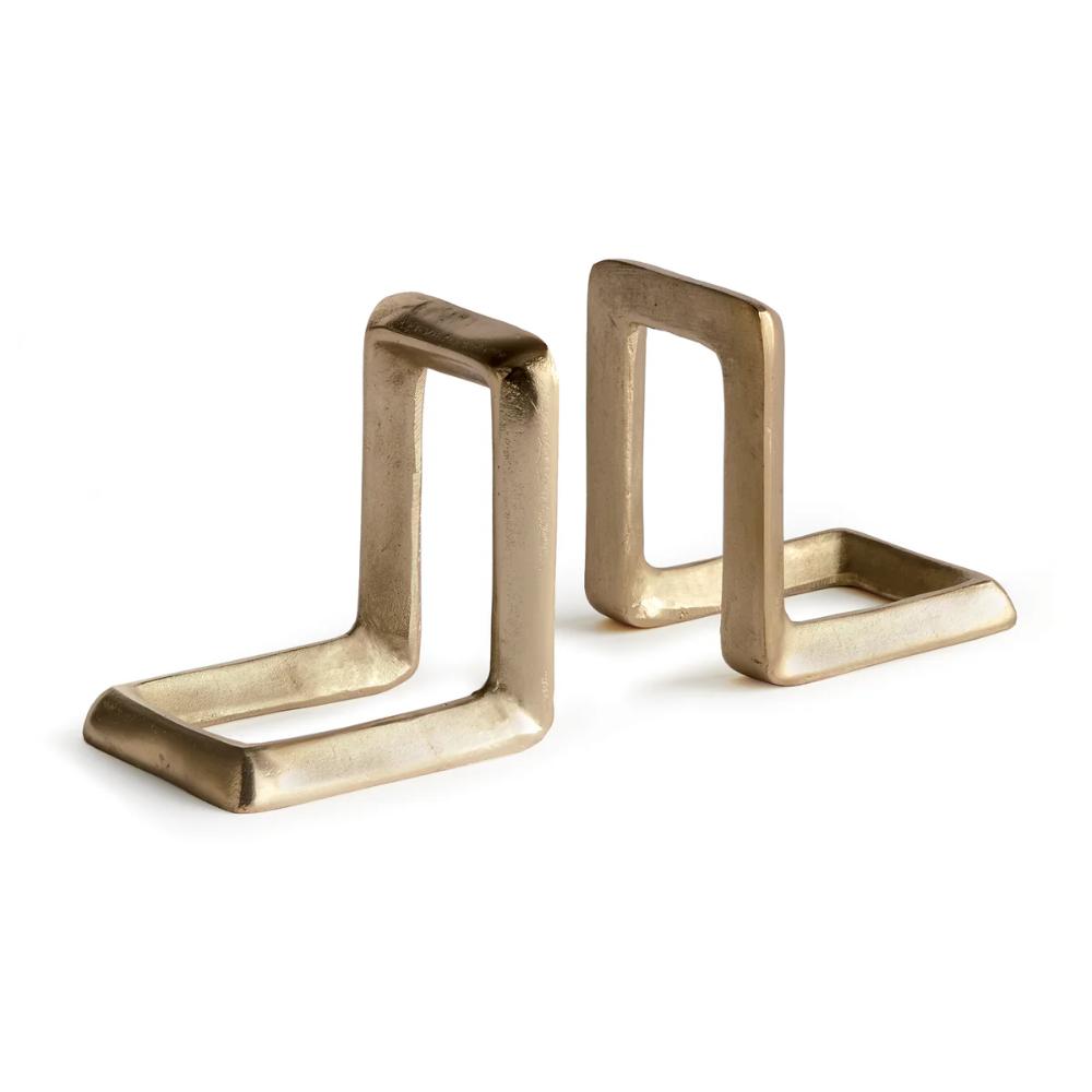 solid aluminum gold bookends set 