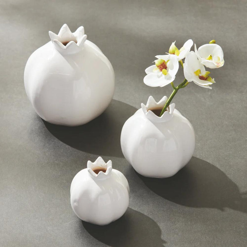 bud vases set white glossy pomegranate 