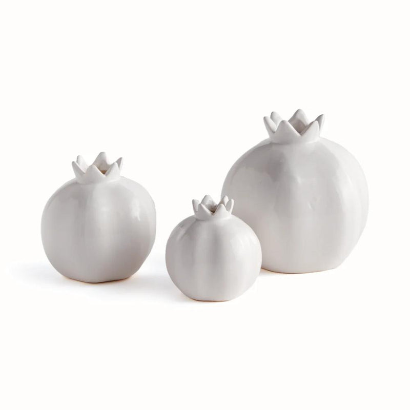 bud vases set white glossy pomegranate 