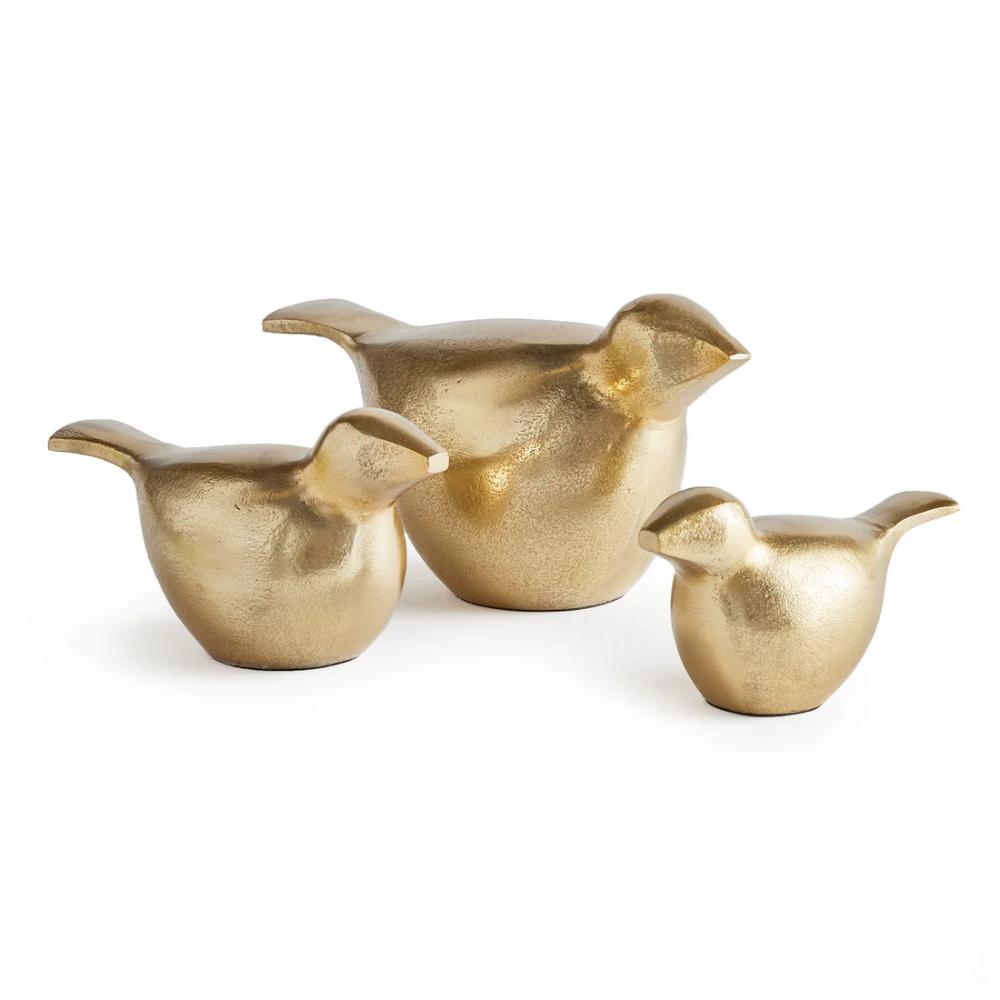 warm gold aluminum bird sculptures set