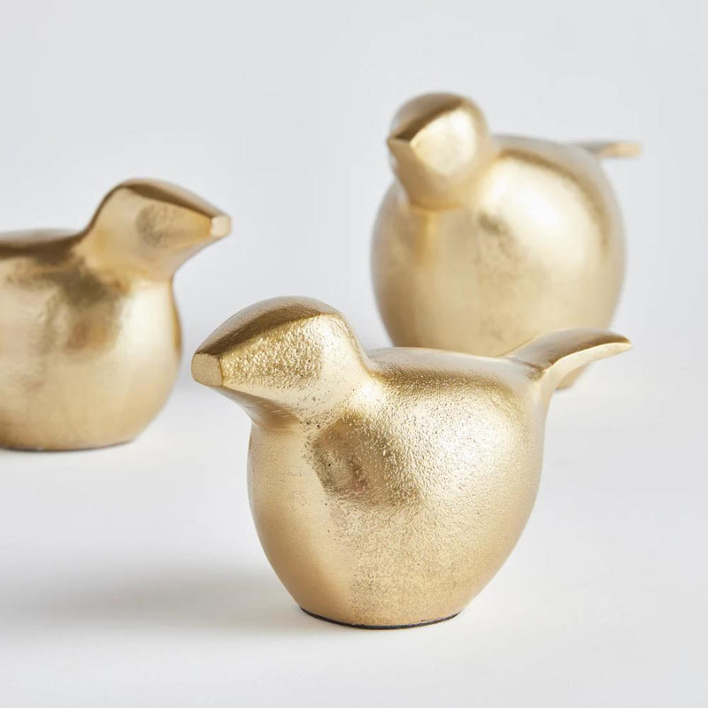 warm gold aluminum bird sculptures set