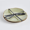 petite tray set two round green iron detailed edge