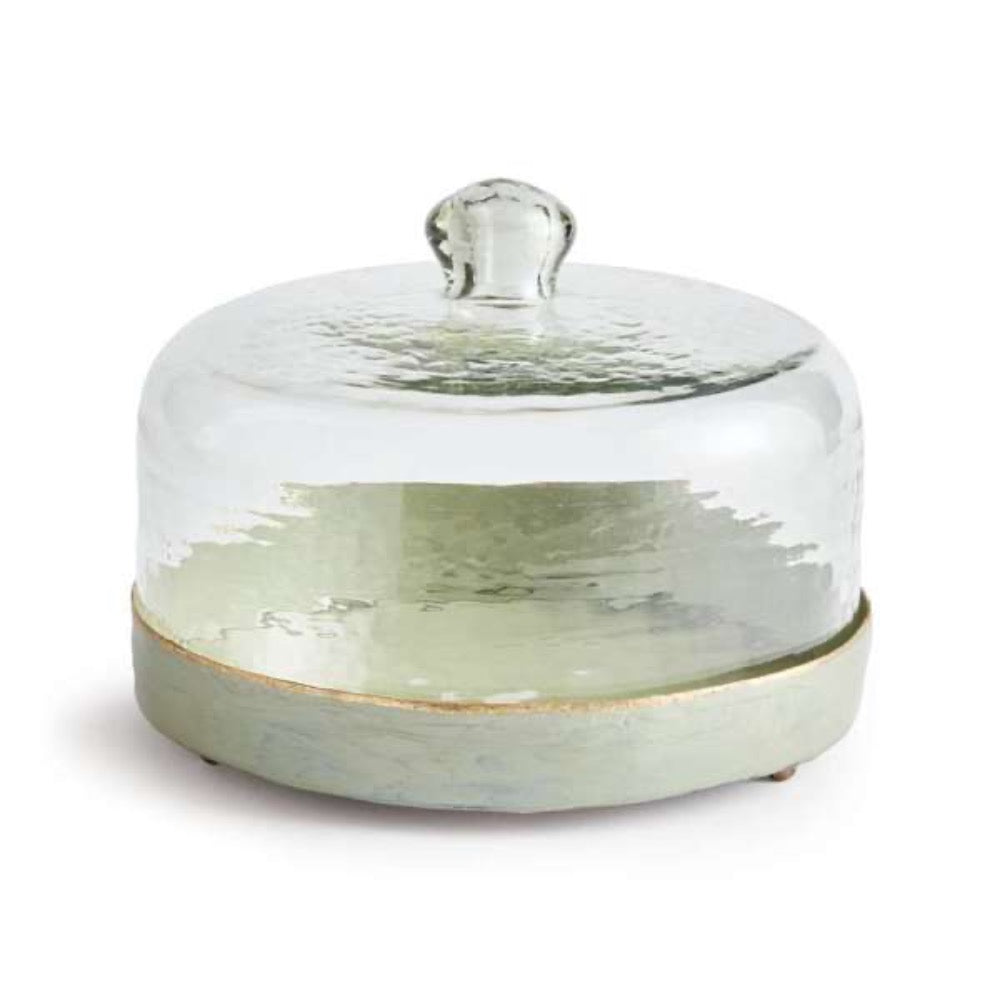 iron glass cloche lidded large round green