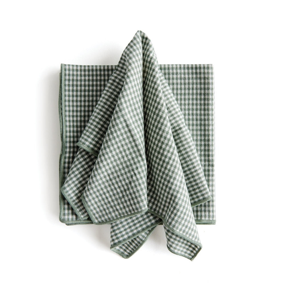 green white gingham dinner napkin set