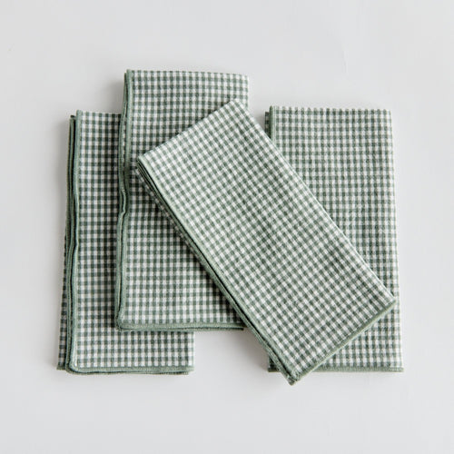 green white gingham dinner napkin set