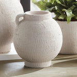 terracotta white ceramic medium vase round