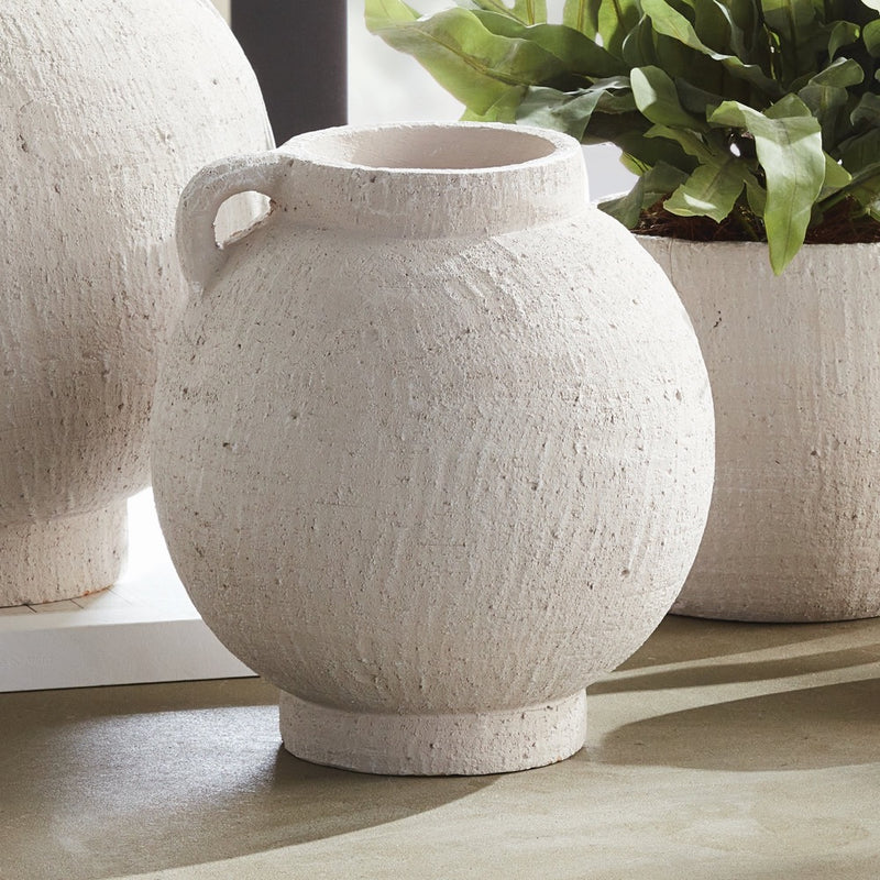 terracotta white ceramic medium vase round