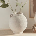 terracotta white ceramic medium vase round