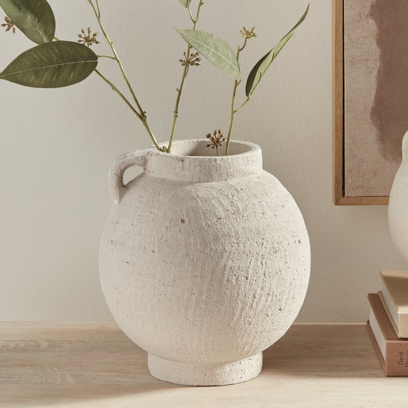 terracotta white ceramic medium vase round