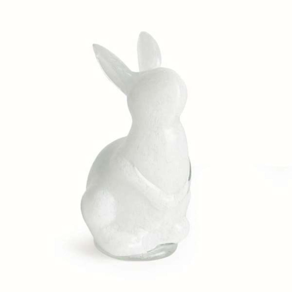 hand blown glass bunny decor white 