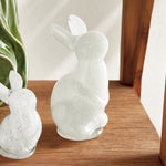 hand blown glass bunny decor white 