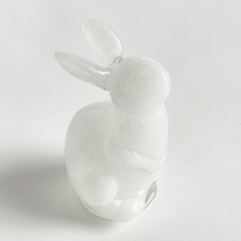 hand blown glass bunny decor white 