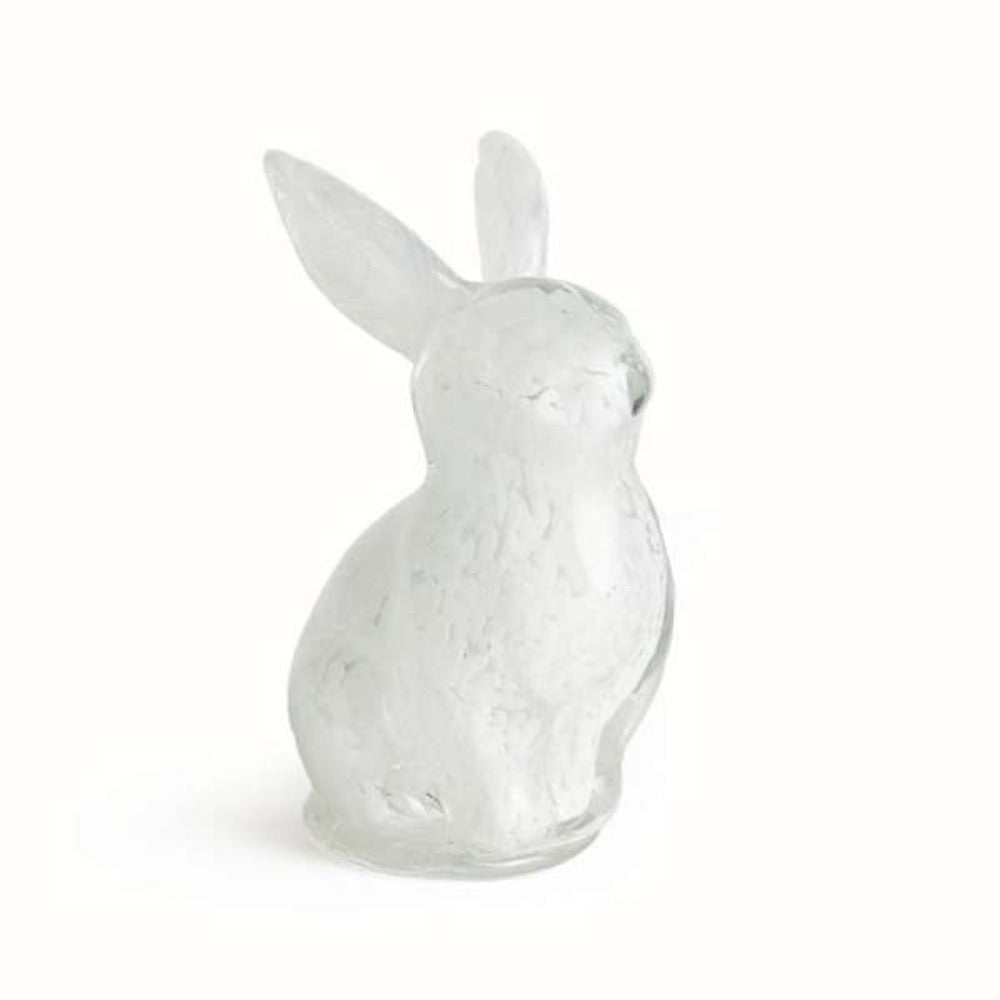 hand blown glass bunny decor white small