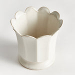 footed pot soft white fluted glazed round large