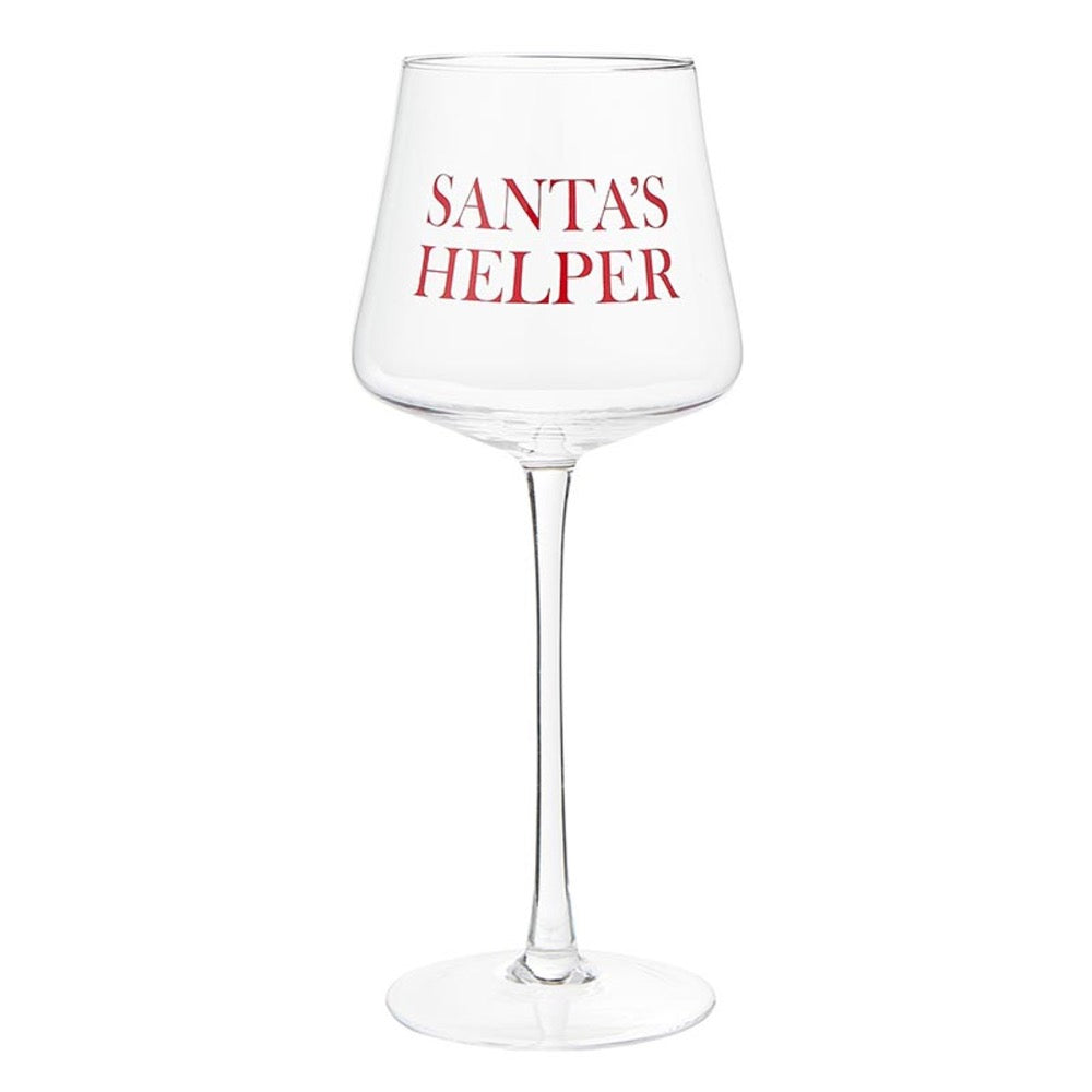 wine glass santa's helper holiday set 