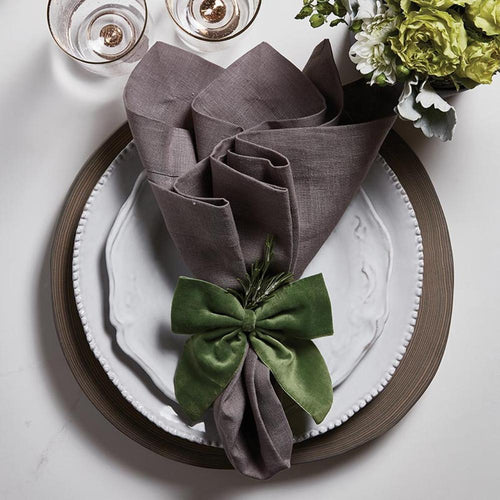 velvet green napkin ties bow set 