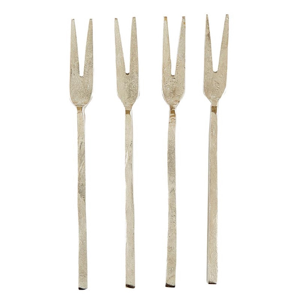 hammered iron silver appetizer forks set