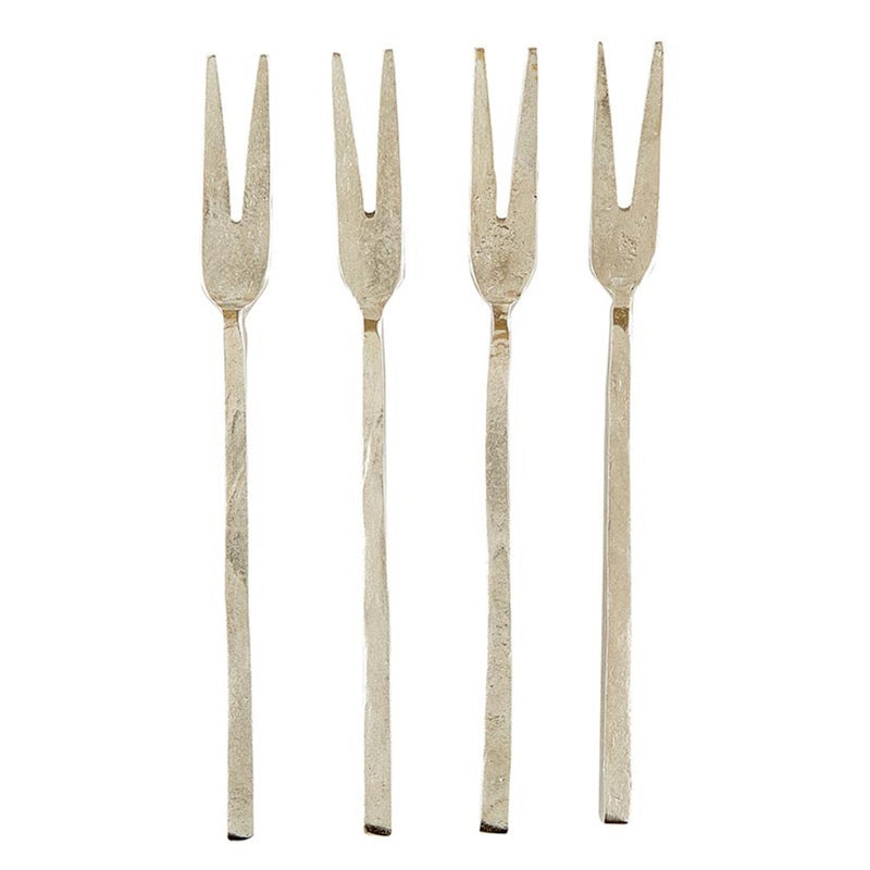 hammered iron silver appetizer forks set