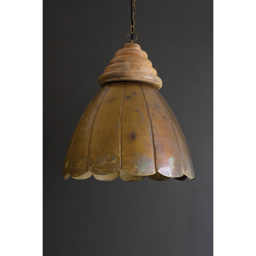 wood antique brass dome pendant light