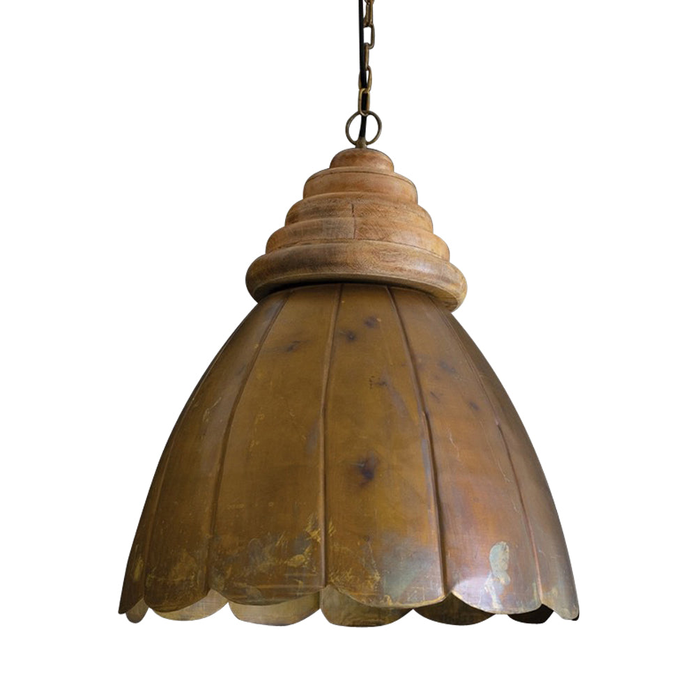 wood antique brass dome pendant light