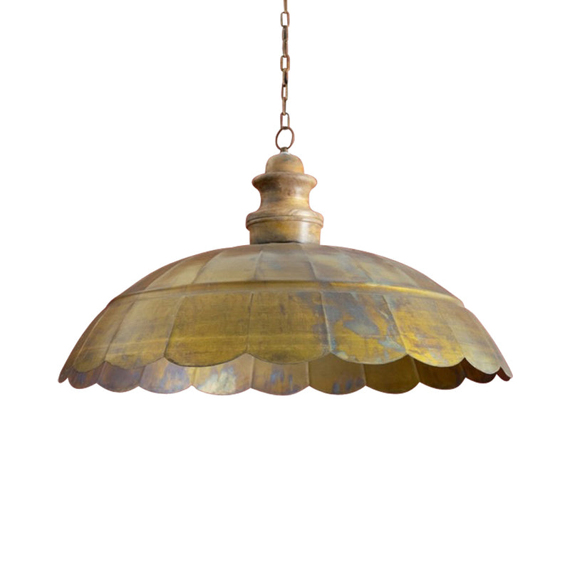 wood antique brass dome pendant light wide