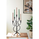 candelabra forged iron five taper wavy design