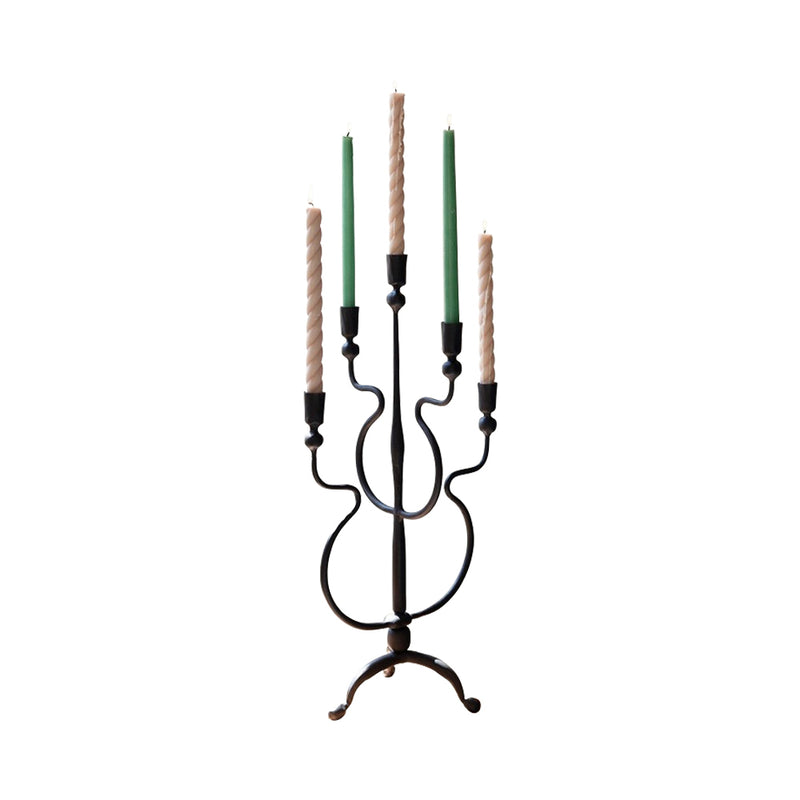 candelabra forged iron five taper wavy design