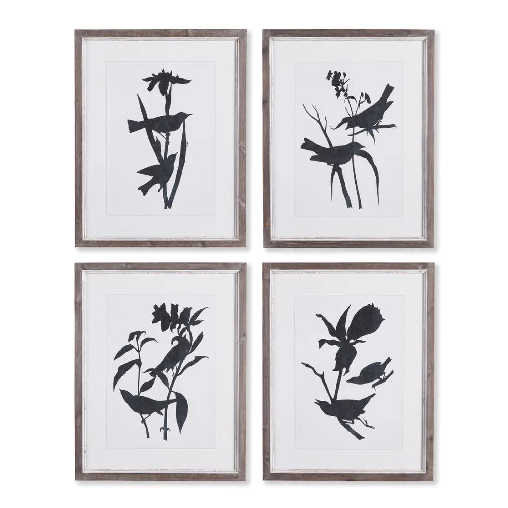 black white framed bird silhouette prints