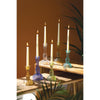 set of 6 colored glass taper candle holders 