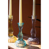 set of 6 colored glass taper candle holders 