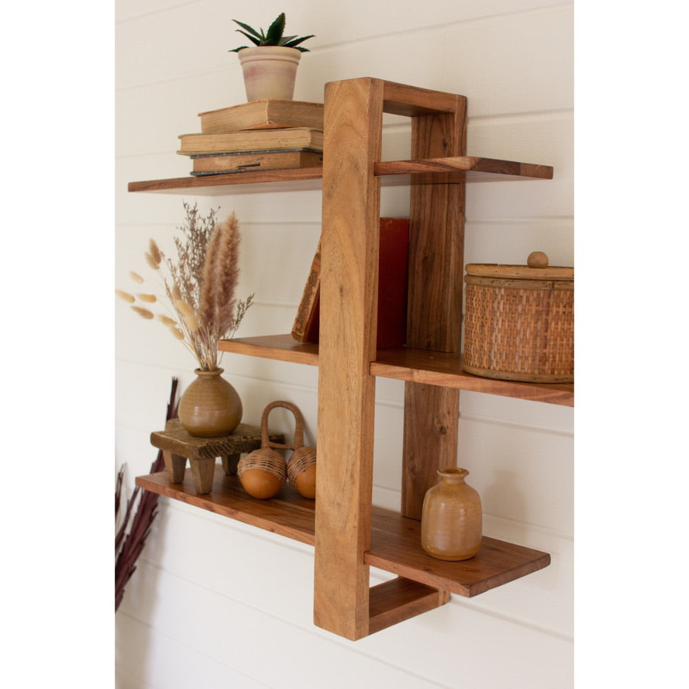 Shelf - Three Tiered Adjustable Acacia Wood – BSEID