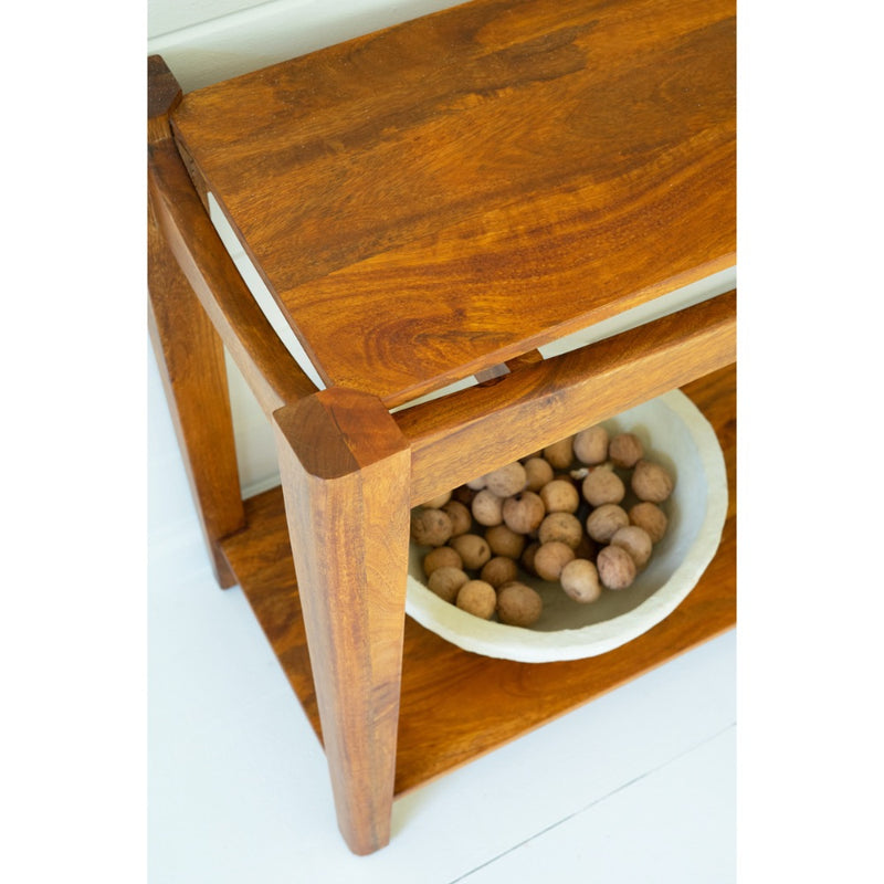 mango wood console table teak finish