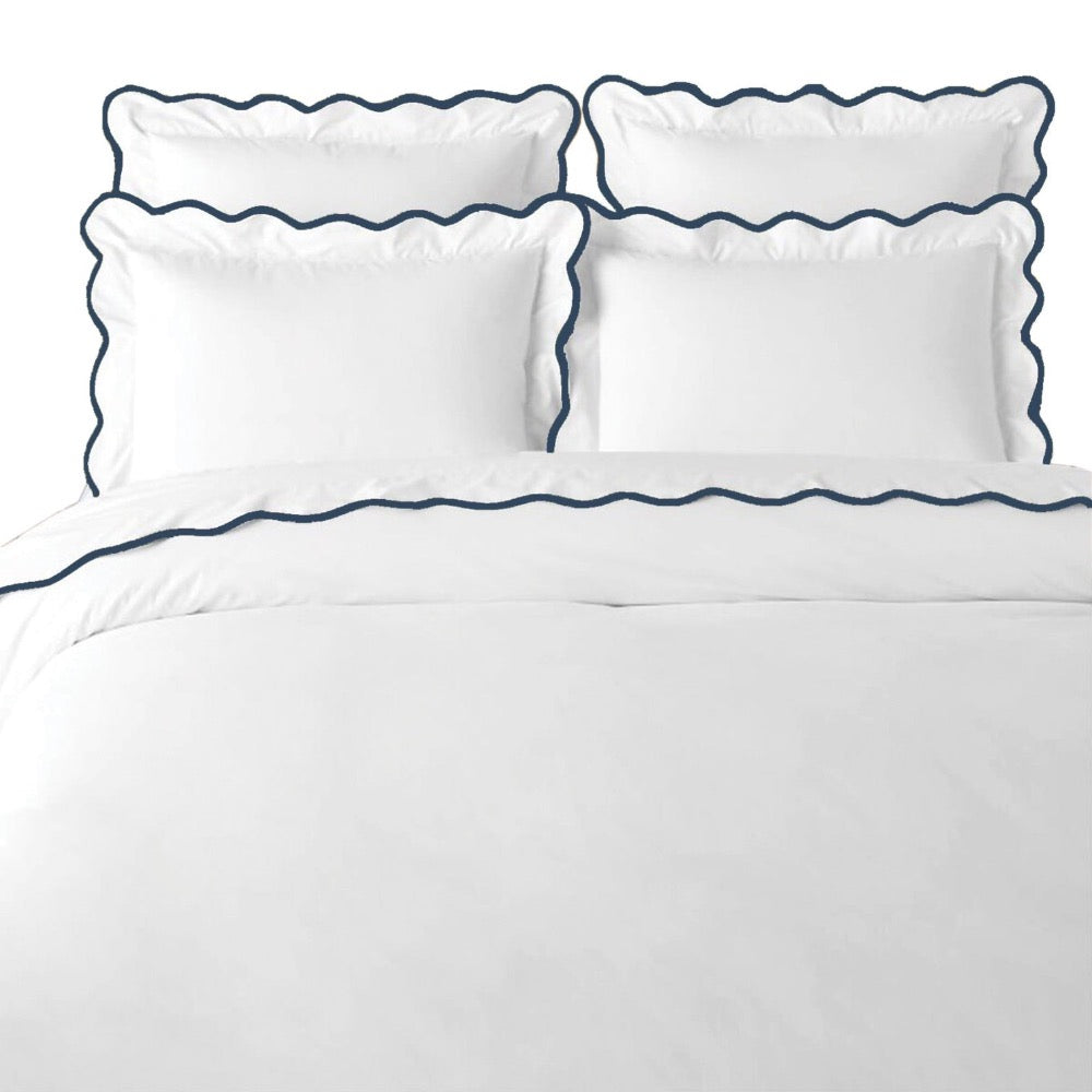 navy white scalloped duvet cover full queen