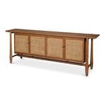 sideboard oak wood natural door rattan open frame