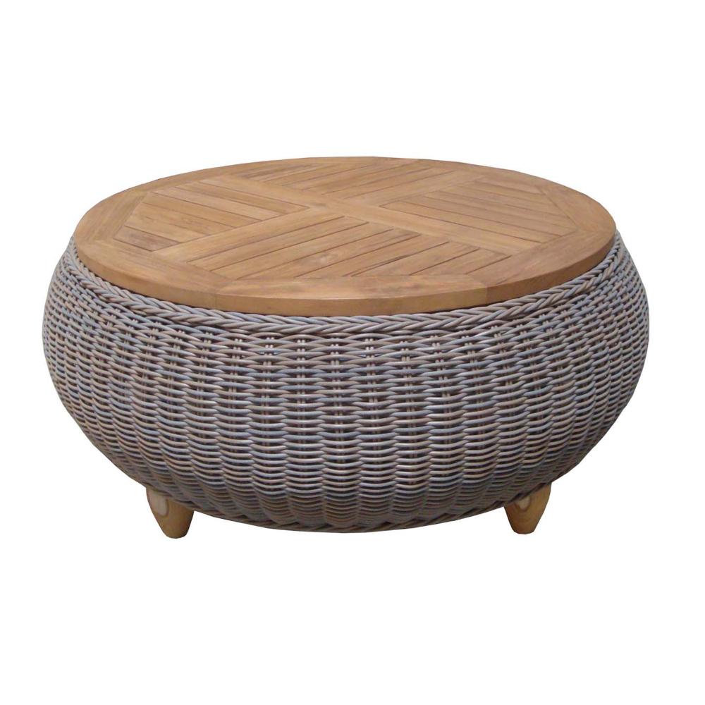 Padma's Plantation Outdoor Paradise Ottoman/Coffee Table w/ Teak Top