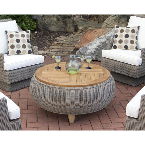 Padma's Plantation Outdoor Paradise Ottoman/Coffee Table w/ Teak Top