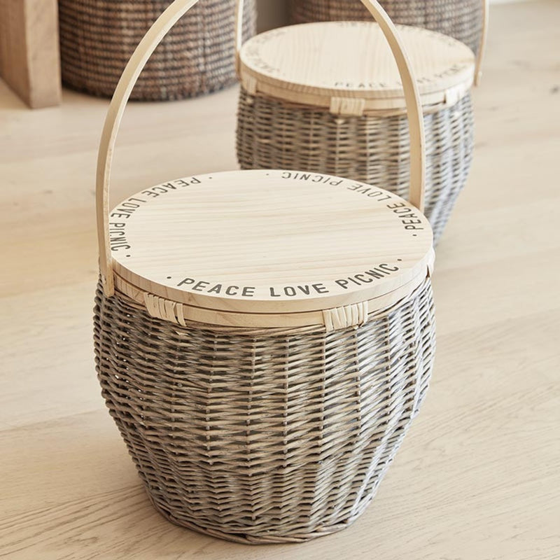 pine natural picnic basket peace love message