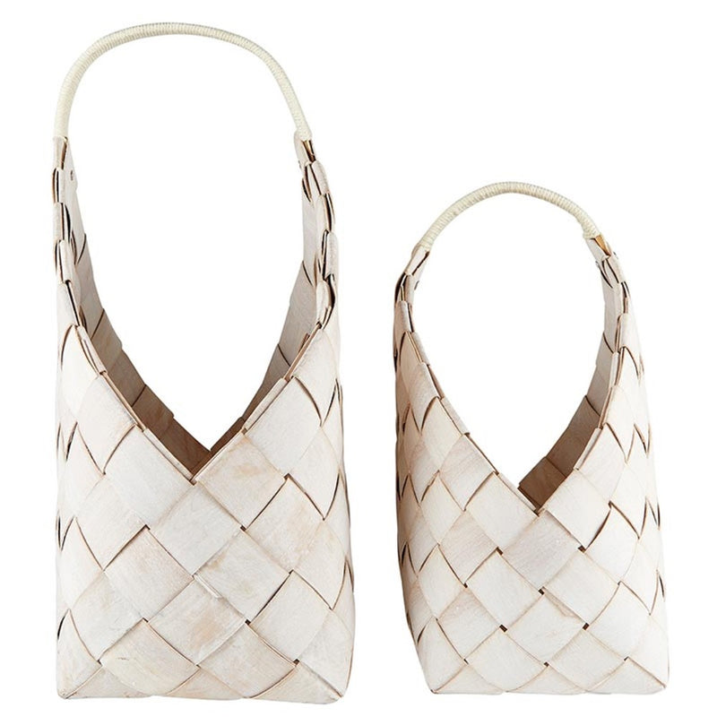 white woven nested baskets handcrafted