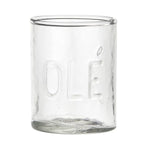 clear rippled glass shot glasses embossed word ole set