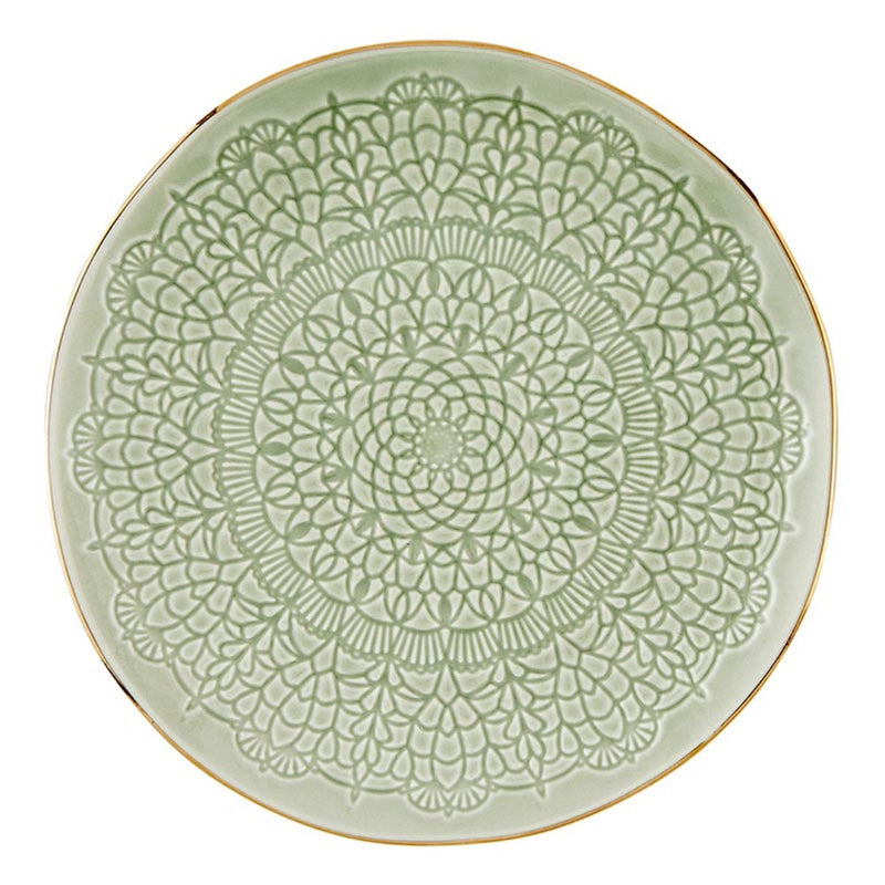 gold rim ceramic stamped appetizer plate set 