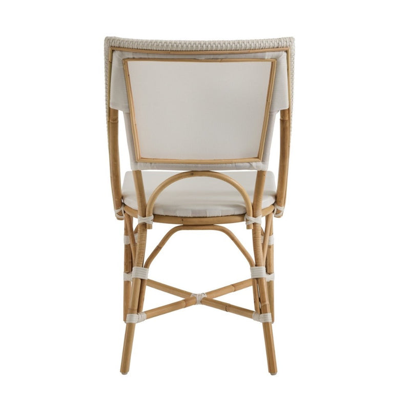 off-white mesh seat back bistro chair natural rattan frame contemporary