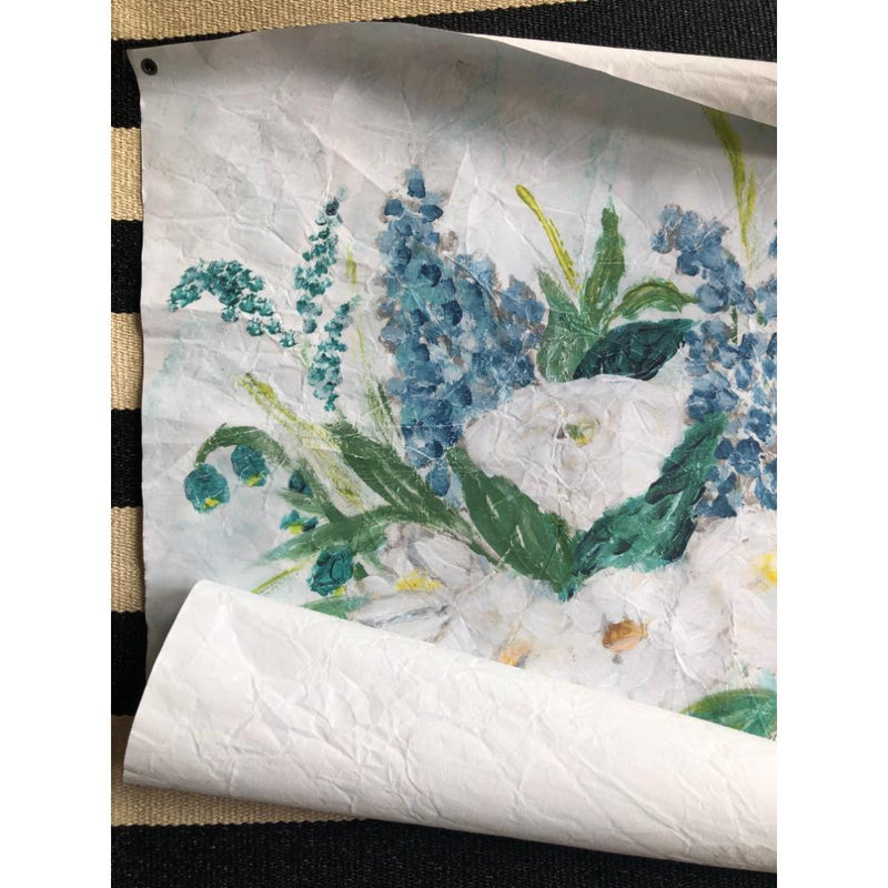 blue white flower vase still life art paper grommets large