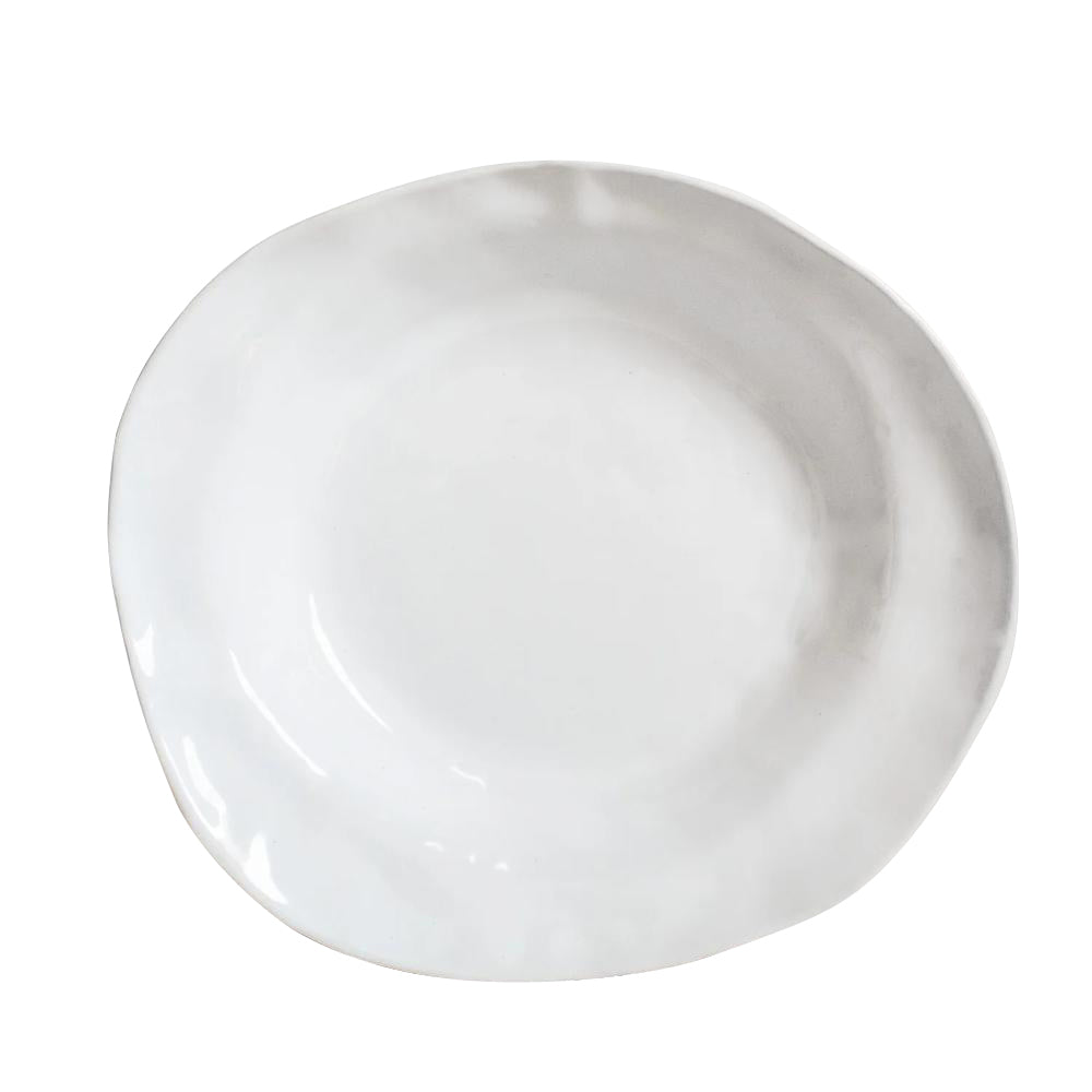 ceramic serving bowl white gray round handmade