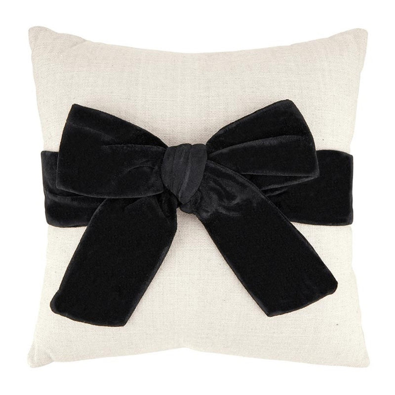 black velvet bow pillows cream set of 2