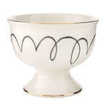 ceramic ice cream bowl set squiggles black white 