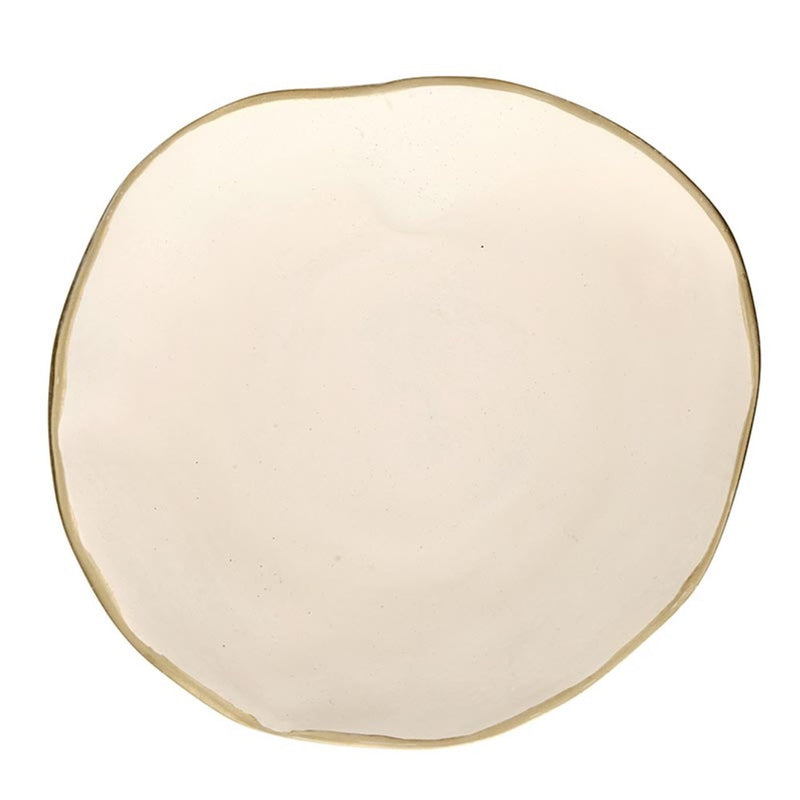 aluminum gold rimmed bowl cream round small