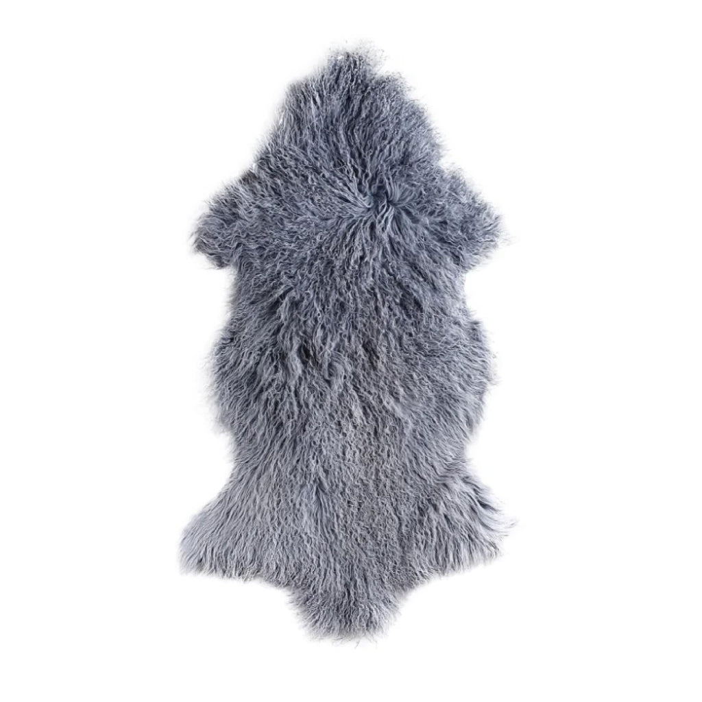 Gray Tibetan sheepskin rug