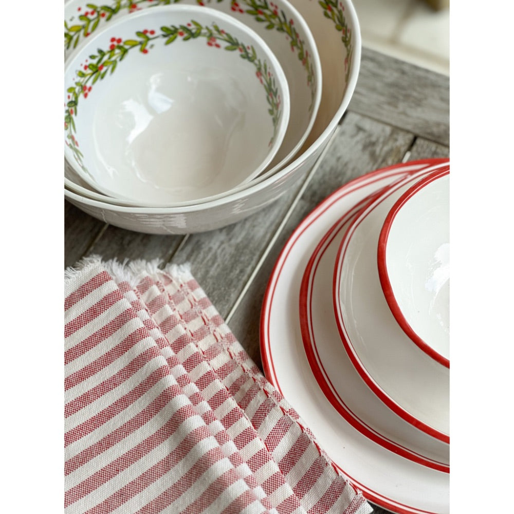 Christmas Linen Napkins with Frayed Edges, Christmas Red Napkins - Linenbee