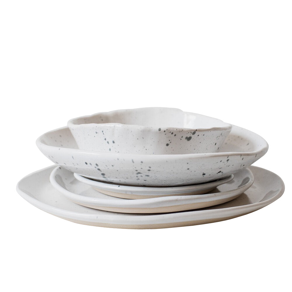 spec dinner plates bowls set white gray round ceramic